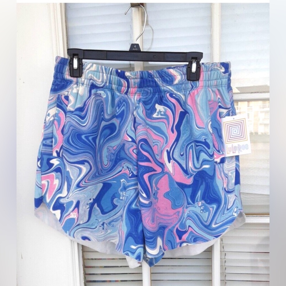 LuLaRoe Blue and Pink Swirl Athletic Shorts